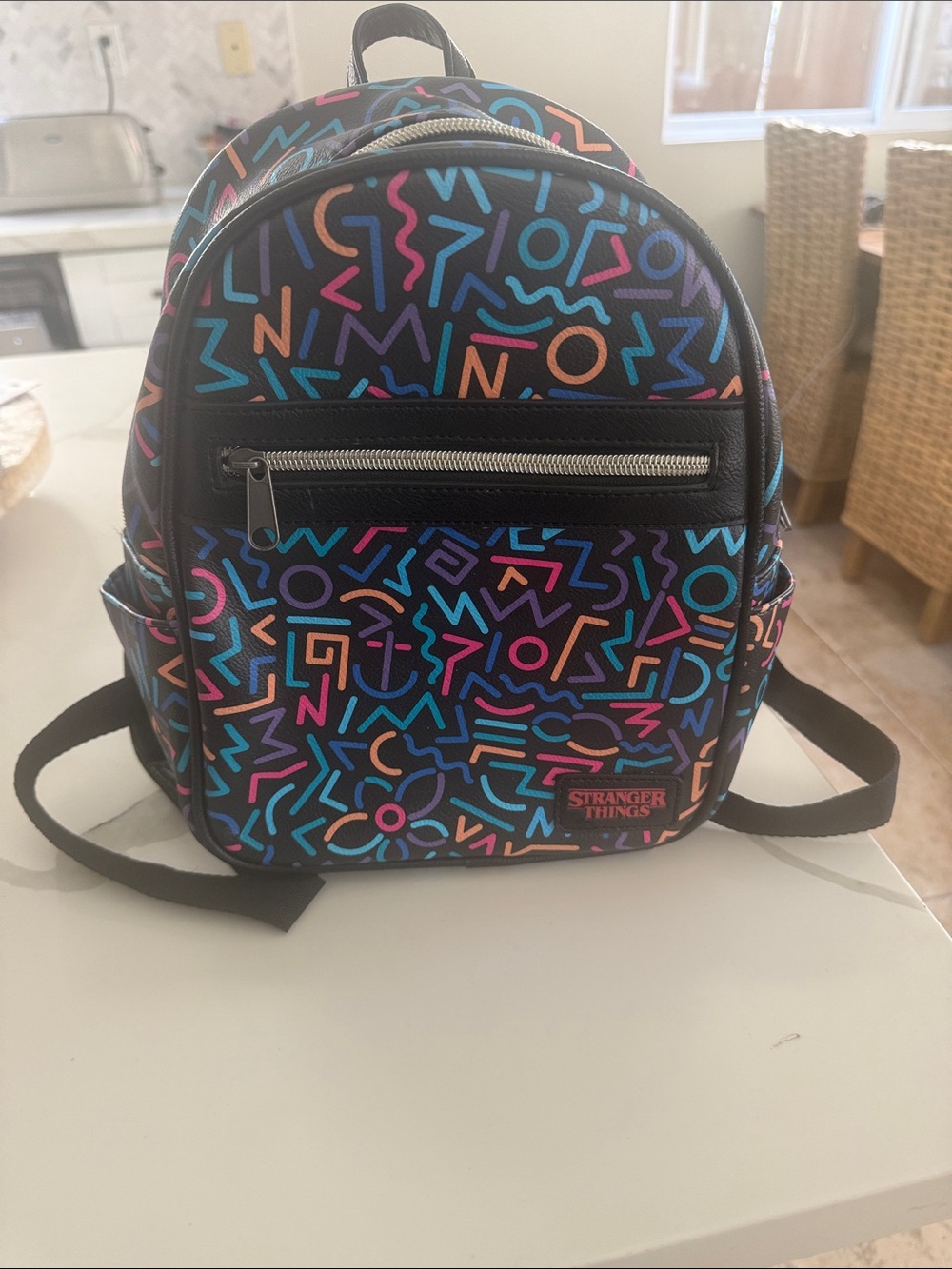 Funko Stranger Things Mini Backpack in Black with Neon Pattern